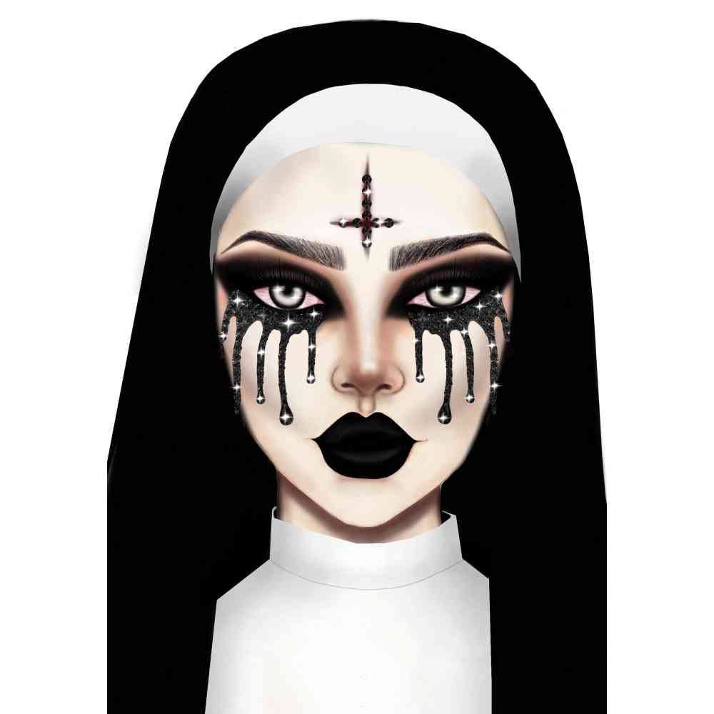 Leg Avenue - Possessed Face Jewel Diamond Sticker - Black/Red